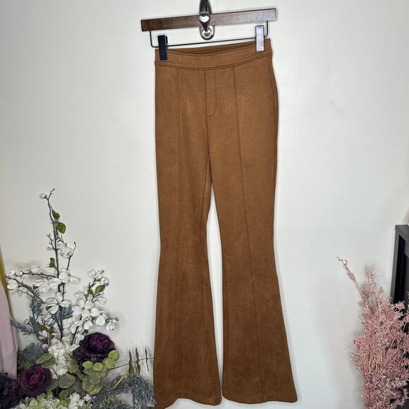 SPANX Faux Suede Flare Pant Camel Brown Sz XS {G18} - Picture 3 of 7
